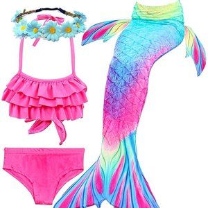 Girls Swimsuit Mermaid Bikini Set Big Girl Birthda